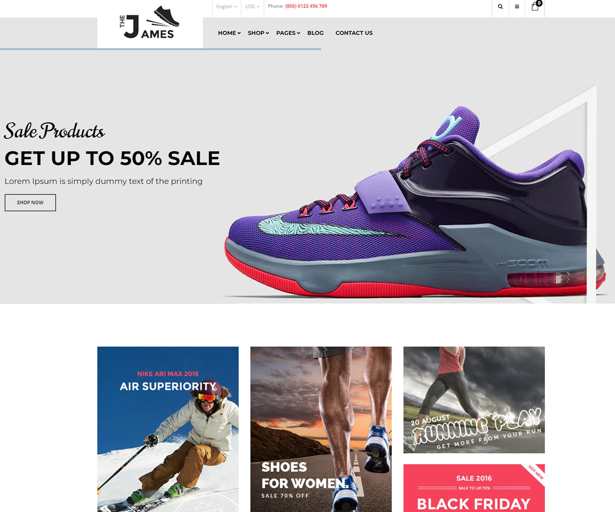 James - Responsive Shoes Shopify Theme