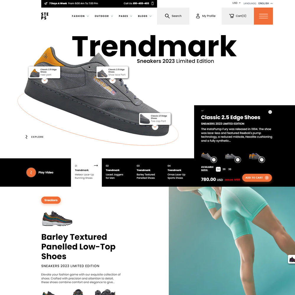 Steps - Sports Shoes, Footwear Shoes Shopify 2.0 Theme