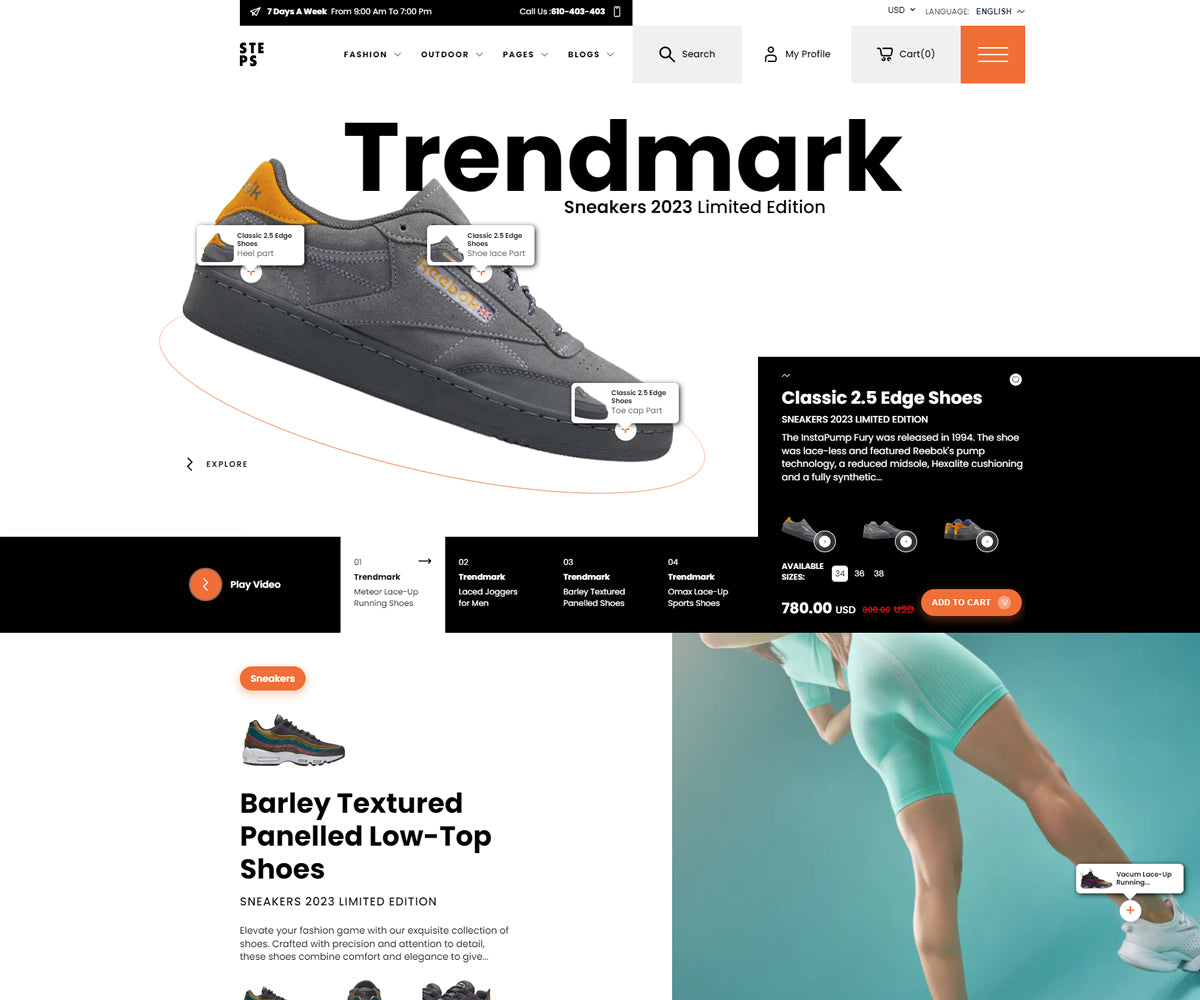 Steps - Sports Shoes, Footwear Shoes Shopify 2.0 Theme